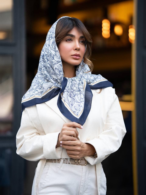 روسری نخ سیا اسکارف قواره 100